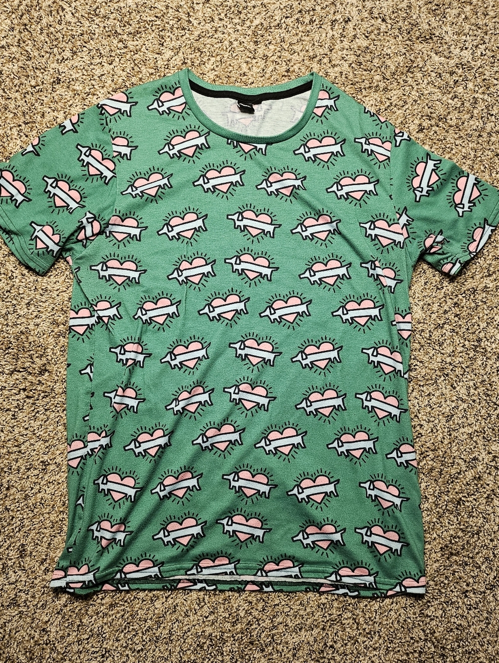 Green Graphic Wiener Dog & Heart Tee